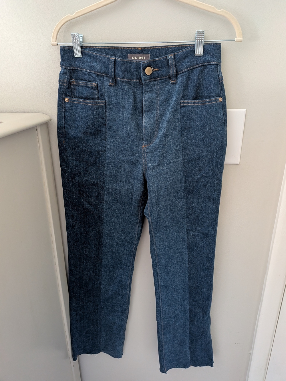 DL1961 Patti Straight High Rise Vintage Ankle Jeans - Two-Tone Blue - Size 26